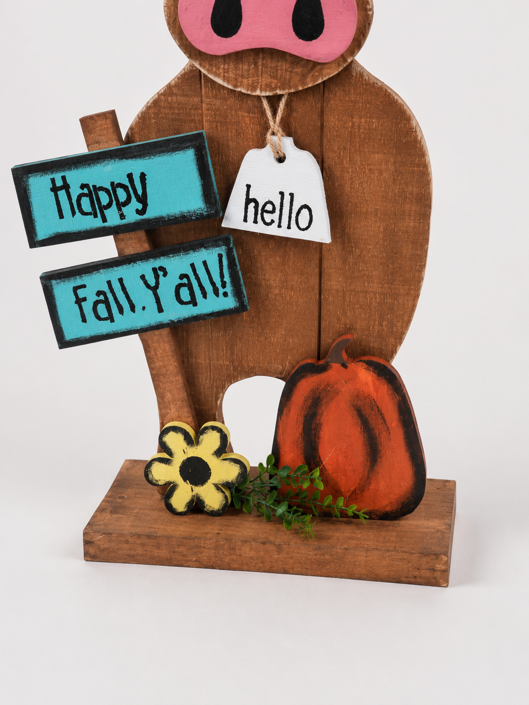 Amish Made "Happy Fall Y'all" Highland Cow Porch Sitter and Yard Stake | Handmade Wooden Garden Decor | Rustic Fall Decor