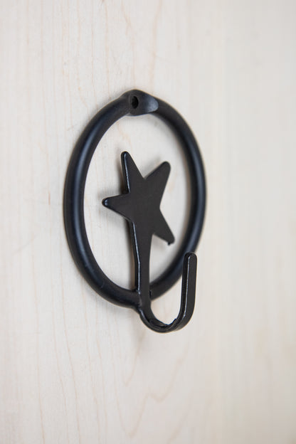 Amish Made Wall Mounted Hook – Heart & Star Accent Coat Hook, Bathroom Towel or Bath Robe Hanger, Kids Hat Hook, Closet hook, Key Holder