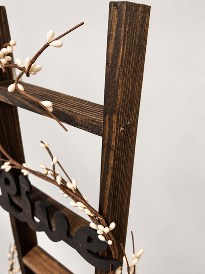 Amish Made Rustic Live Laugh Love Ladder Decor, 48 Inch Farmhouse Decorative Ladder, Pip Berry Garland, Primitive Country Home Decor