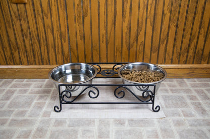 Wrought Iron Pet Feeder Double Bowl Powder Coated- Amish Made