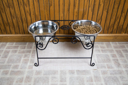 Wrought Iron Pet Feeder Double Bowl Powder Coated- Amish Made