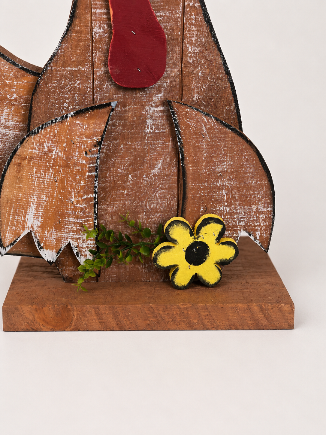 Amish Made Rooster with Glasses Porch Sitter and Yard Stake | Handmade Wooden Garden Decor | Rustic Spring Decor