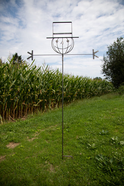 Scarecrow snowman - Outdoor Metal Art - Wrought Iron - 6.5 feet tall - amish made