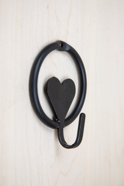 Amish Made Wall Mounted Hook – Heart & Star Accent Coat Hook, Bathroom Towel or Bath Robe Hanger, Kids Hat Hook, Closet hook, Key Holder
