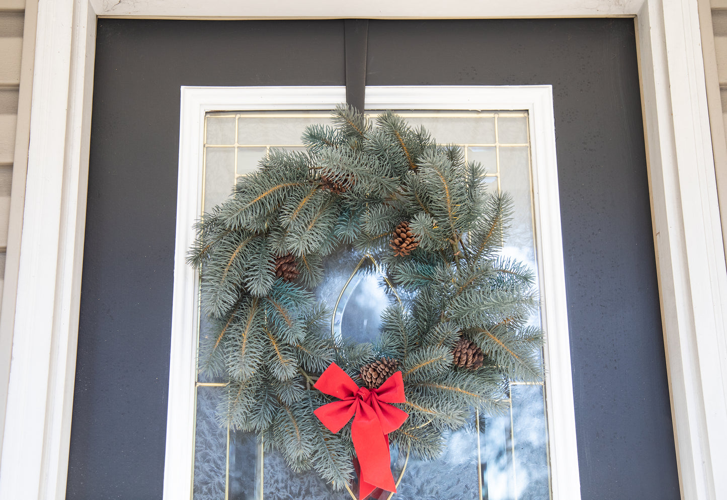 Over The Door Double Wreath Holder - Wrought iron - Amish made