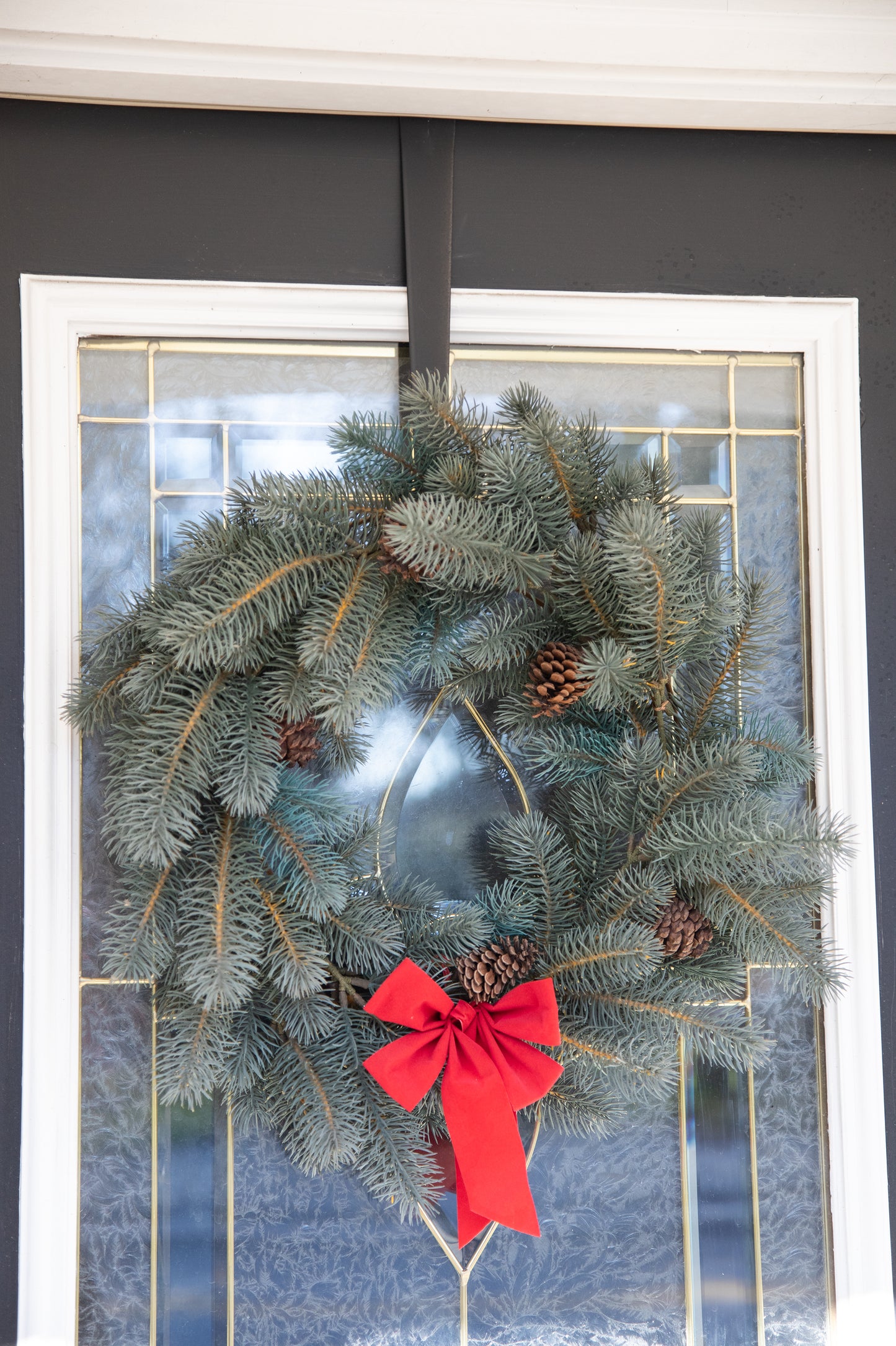 Over The Door Double Wreath Holder - Wrought iron - Amish made