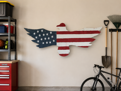 Amish Made Patriotic Eagle Wall Decor | Handmade American Flag Eagle | Rustic Americana Wall Art | 4th of July Porch Decoration