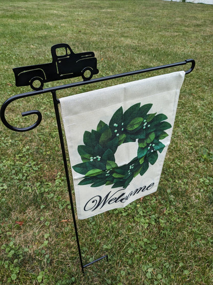 Flag Holder Stand - various designs - Powder Coated Wrought Iron - 36" above the ground - Amish made