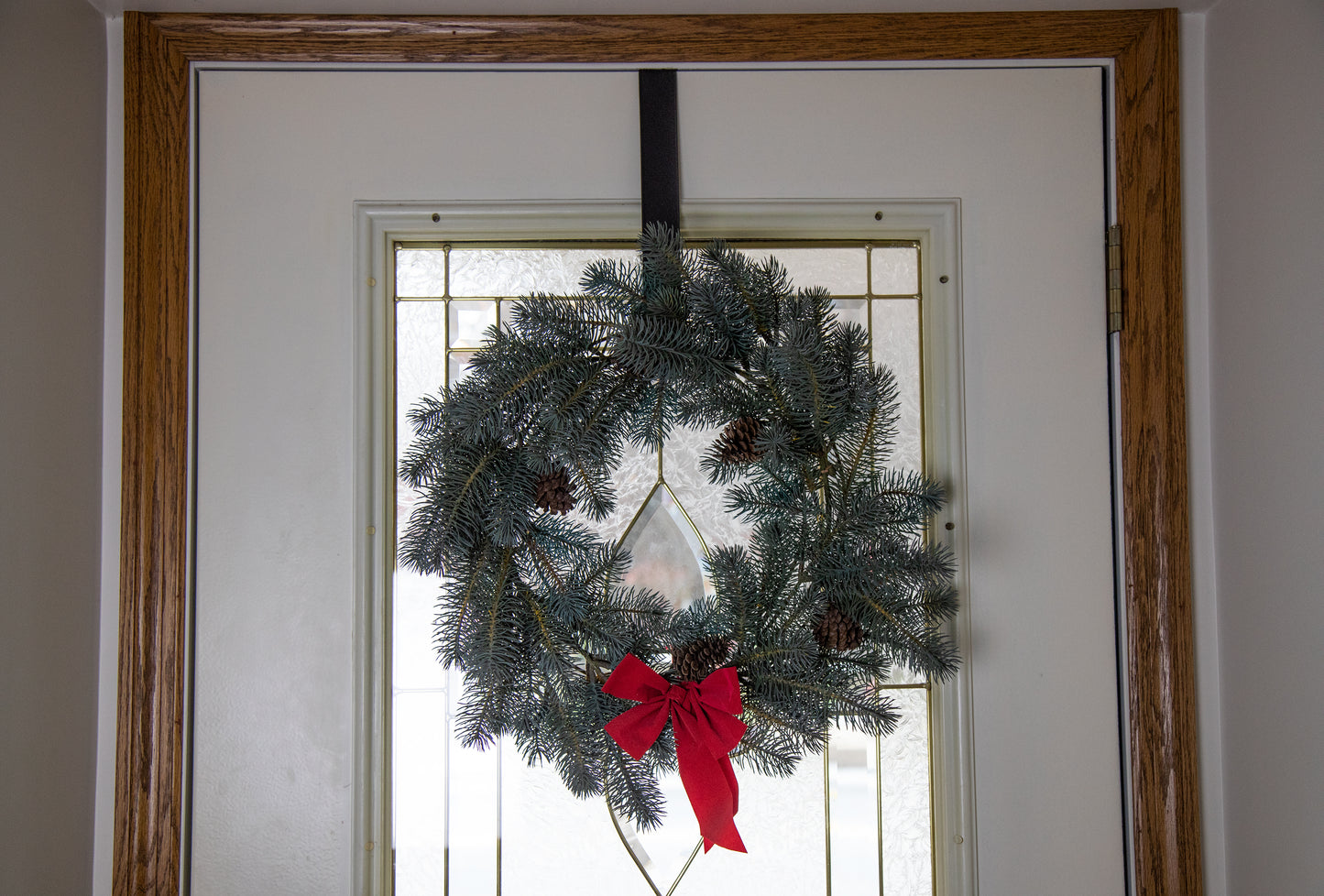 Over The Door Double Wreath Holder - Wrought iron - Amish made