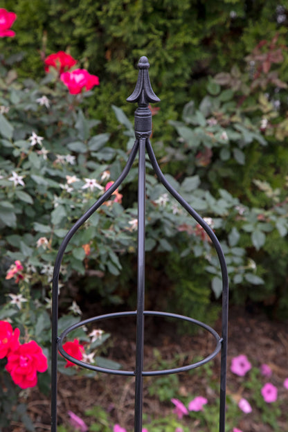 Round Obelisk Garden Trellis - Black Wrought Iron - Small & large - Amish made