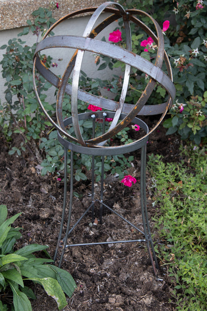 Large Orb Stand - Outdoor Garden Flowerbed - Uncoated & will rust over time - Amish made