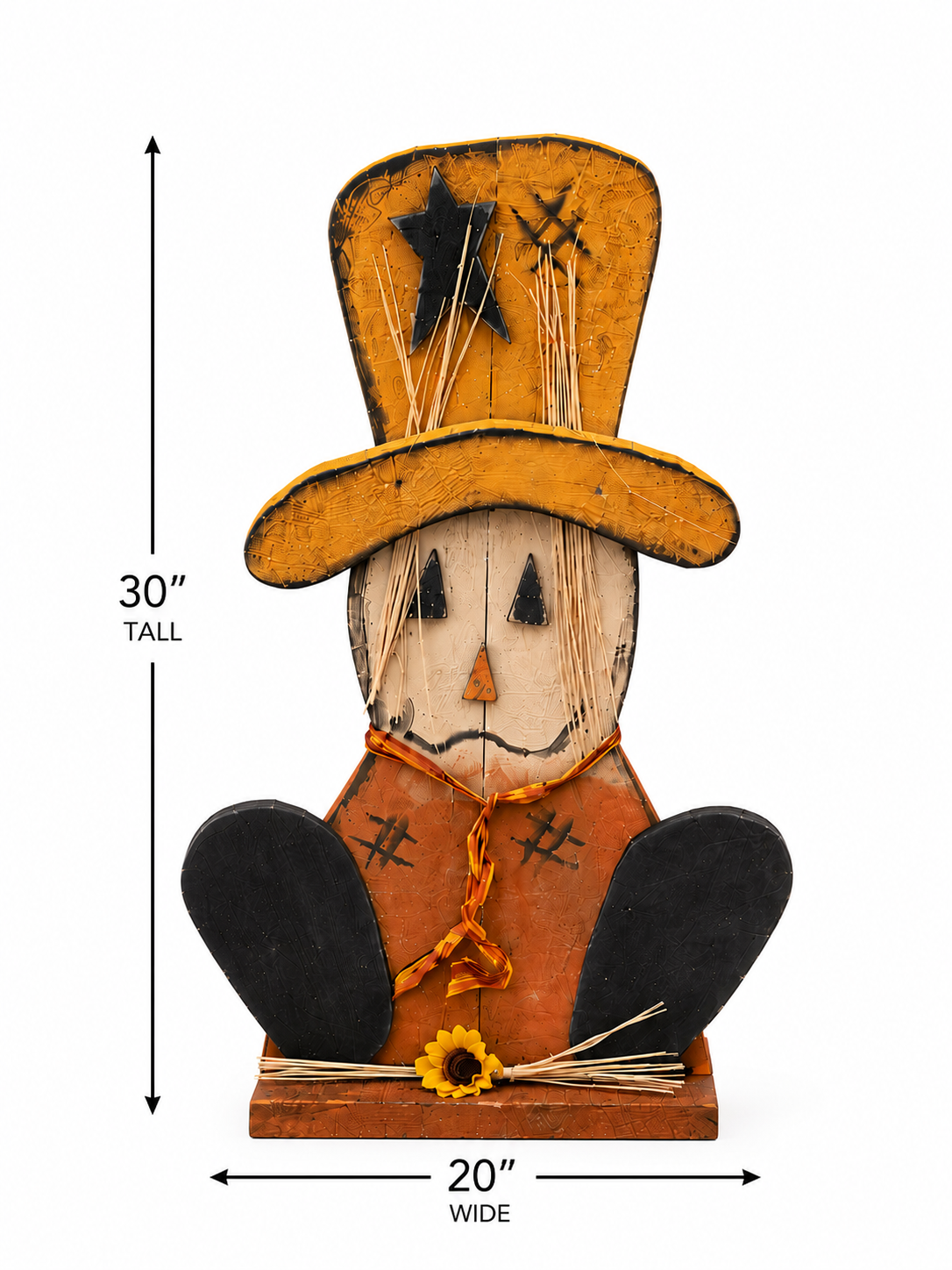 Amish Made Scarecrow Porch Sitter and Yard Stake | Handmade Wooden Garden Decor | Rustic Fall Decor