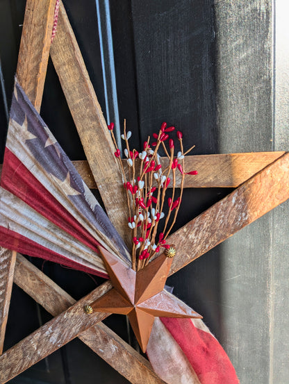 Handcrafted Amish Wooden Barn Star | Americana Patriotic Farmhouse Wall Decor