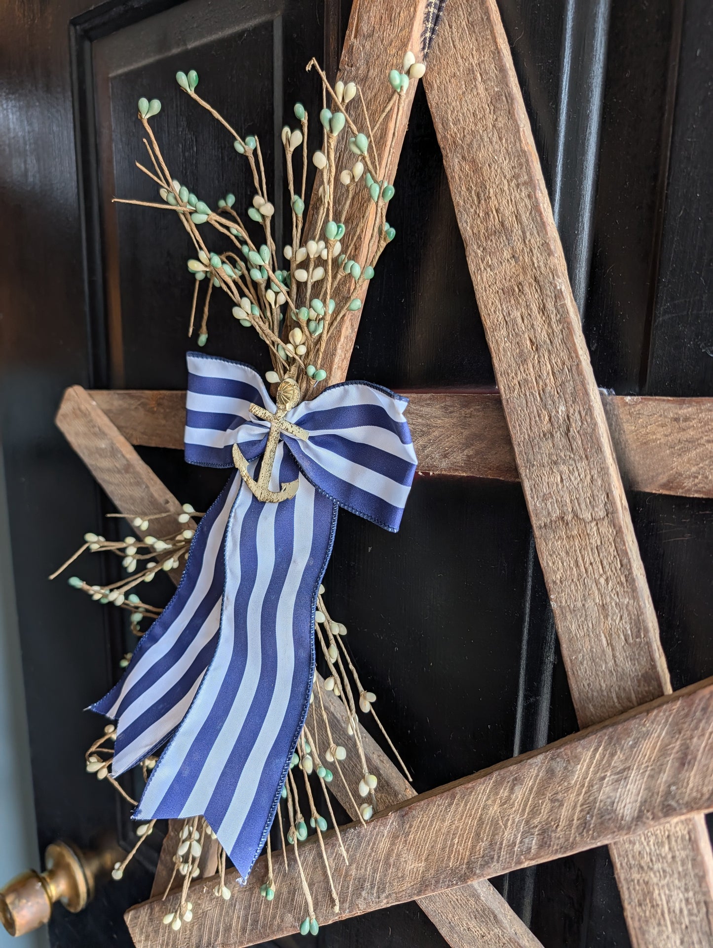 Rustic Wooden Star w/ Anchor & bow – Whitewashed or Plain, Amish Made Nautical summer Wall Hanging, Farmhouse Decoration