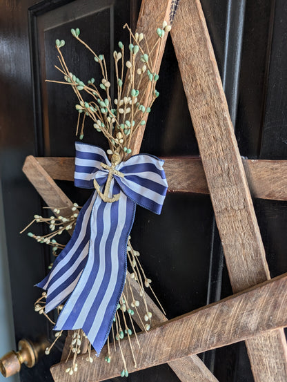 Rustic Wooden Star w/ Anchor & bow – Whitewashed or Plain, Amish Made Nautical summer Wall Hanging, Farmhouse Decoration