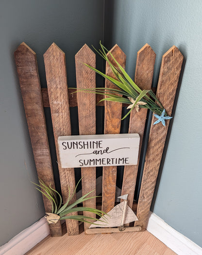 Amish made "Sunshine and Summertime" Wooden Fence Sign | Rustic Farmhouse Decor | Home Accent