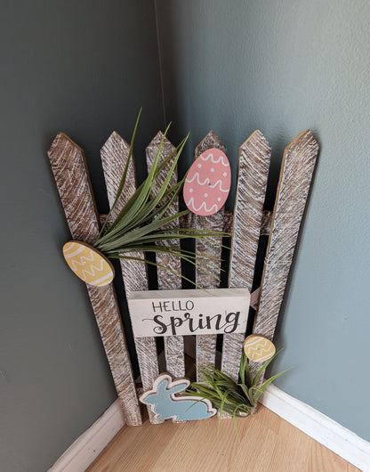 Amish made "Hello Spring" Wooden Fence Sign | Rustic Farmhouse Decor | Home Accent