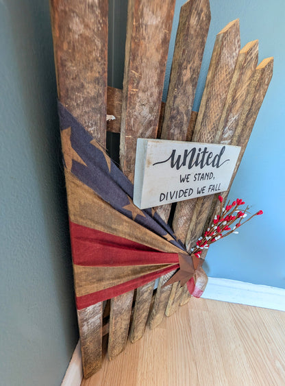 Amish made Patriotic Wooden Fence Sign | Rustic Farmhouse Decor | Summer Home Accent