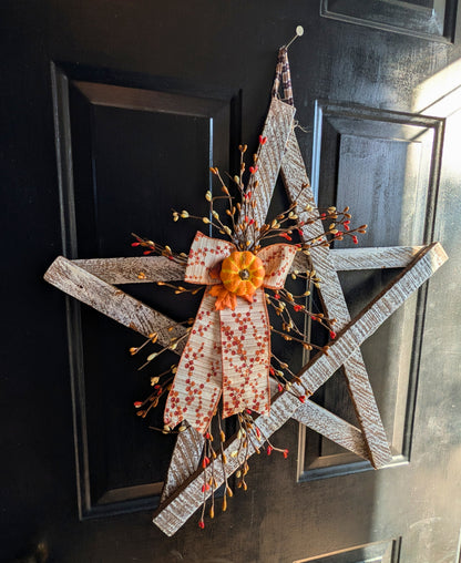 Amish Made Wooden Fall Star | Rustic Farmhouse Door Decor