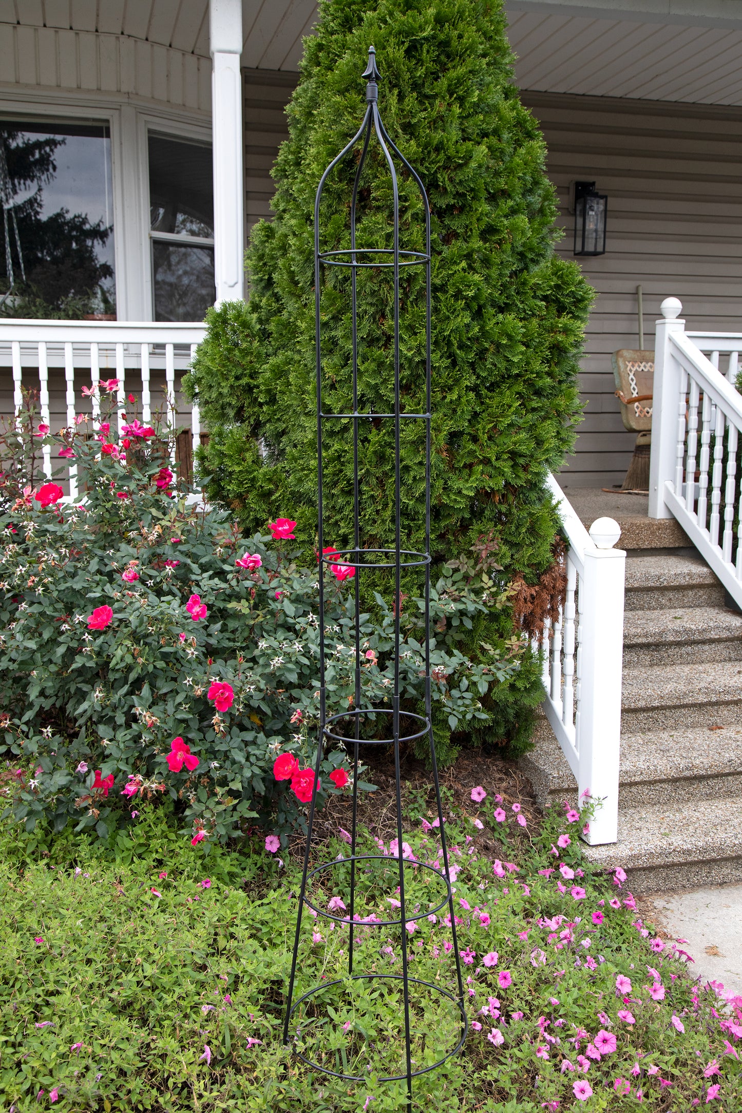 Round Obelisk Garden Trellis - Black Wrought Iron - Small & large - Amish made