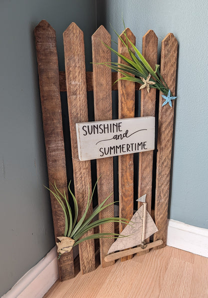 Amish made "Sunshine and Summertime" Wooden Fence Sign | Rustic Farmhouse Decor | Home Accent