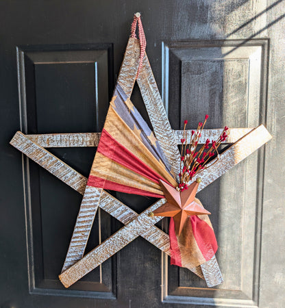 Handcrafted Amish Wooden Barn Star | Americana Patriotic Farmhouse Wall Decor