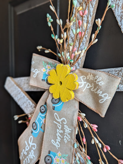Rustic Wooden Star Door Hanger, Spring & Easter Farmhouse Decor
