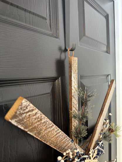 Handmade Wooden Snowflake with Greenery & Berries – Rustic Farmhouse Wall Decor, Amish made