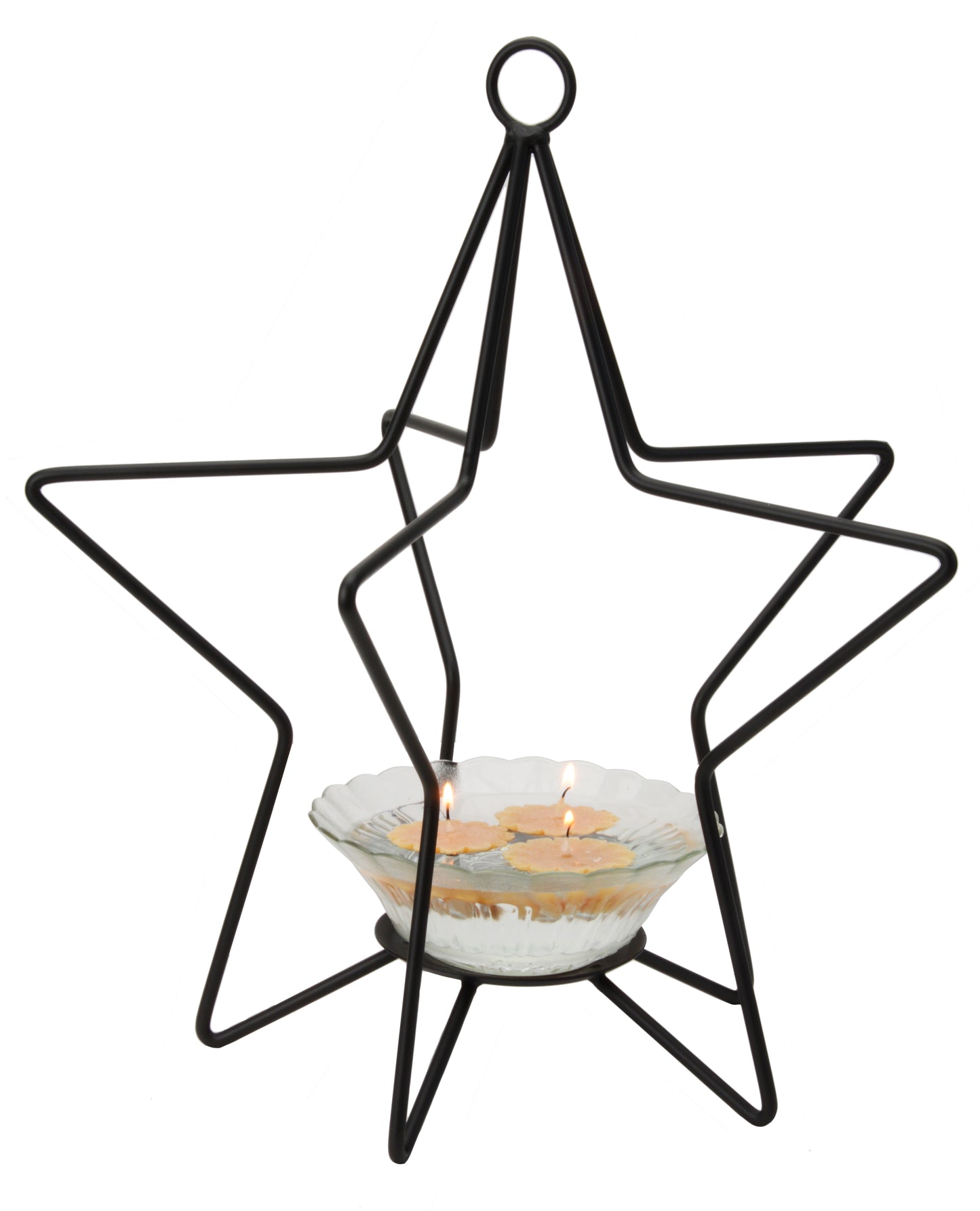 Wrought Iron Star Pillar Candle Stand Holder, Large and Medium- Amish made