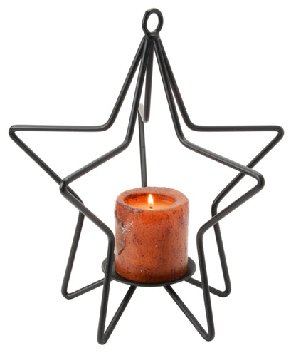 Wrought Iron Star Pillar Candle Stand Holder, Large and Medium- Amish made