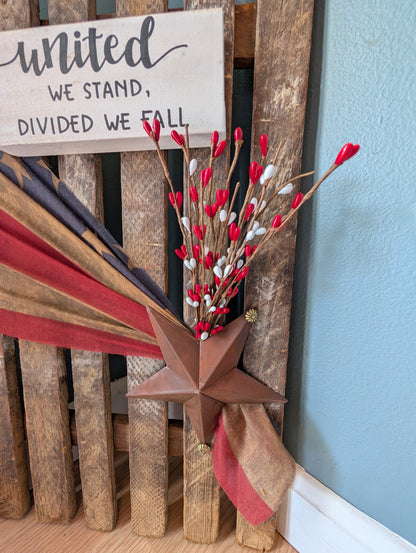 Amish made Patriotic Wooden Fence Sign | Rustic Farmhouse Decor | Summer Home Accent