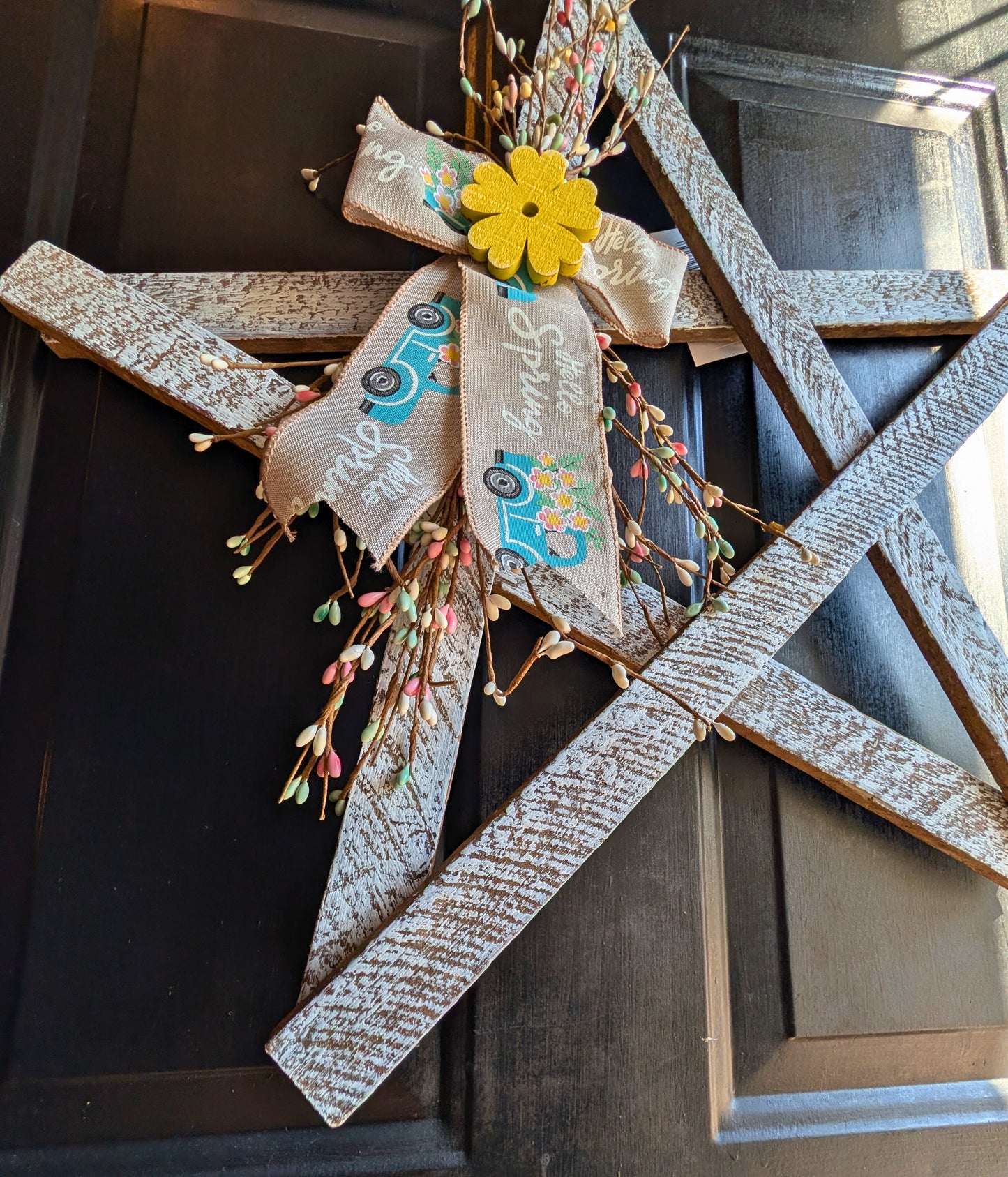 Rustic Wooden Star Door Hanger, Spring & Easter Farmhouse Decor