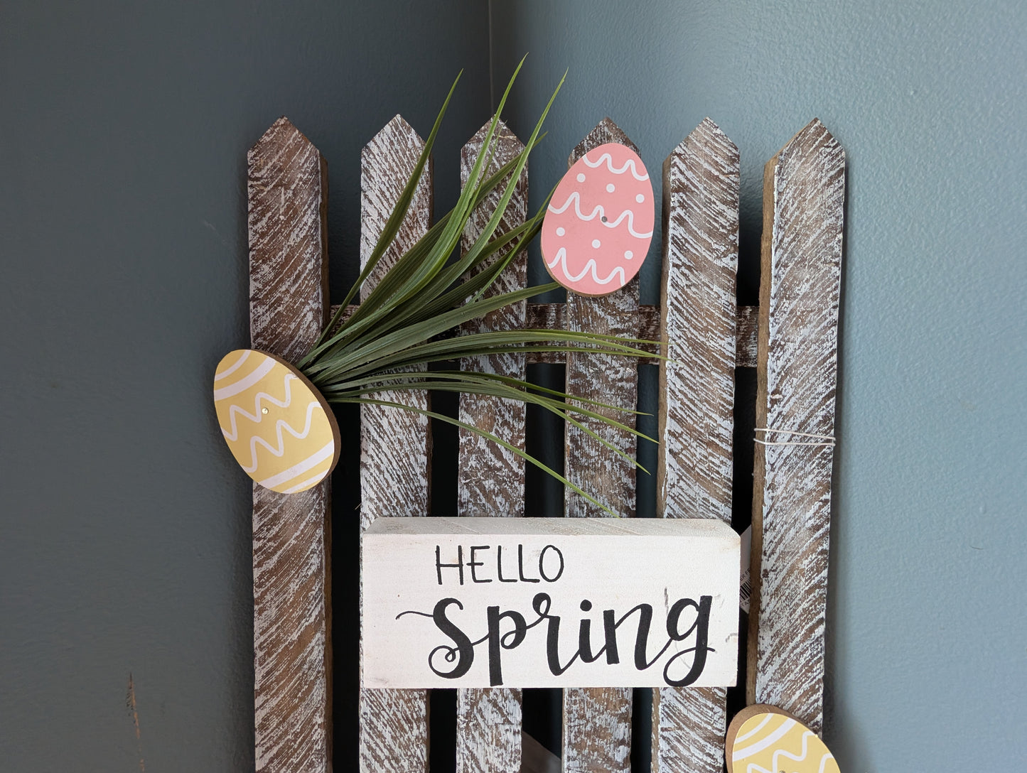 Amish made "Hello Spring" Wooden Fence Sign | Rustic Farmhouse Decor | Home Accent