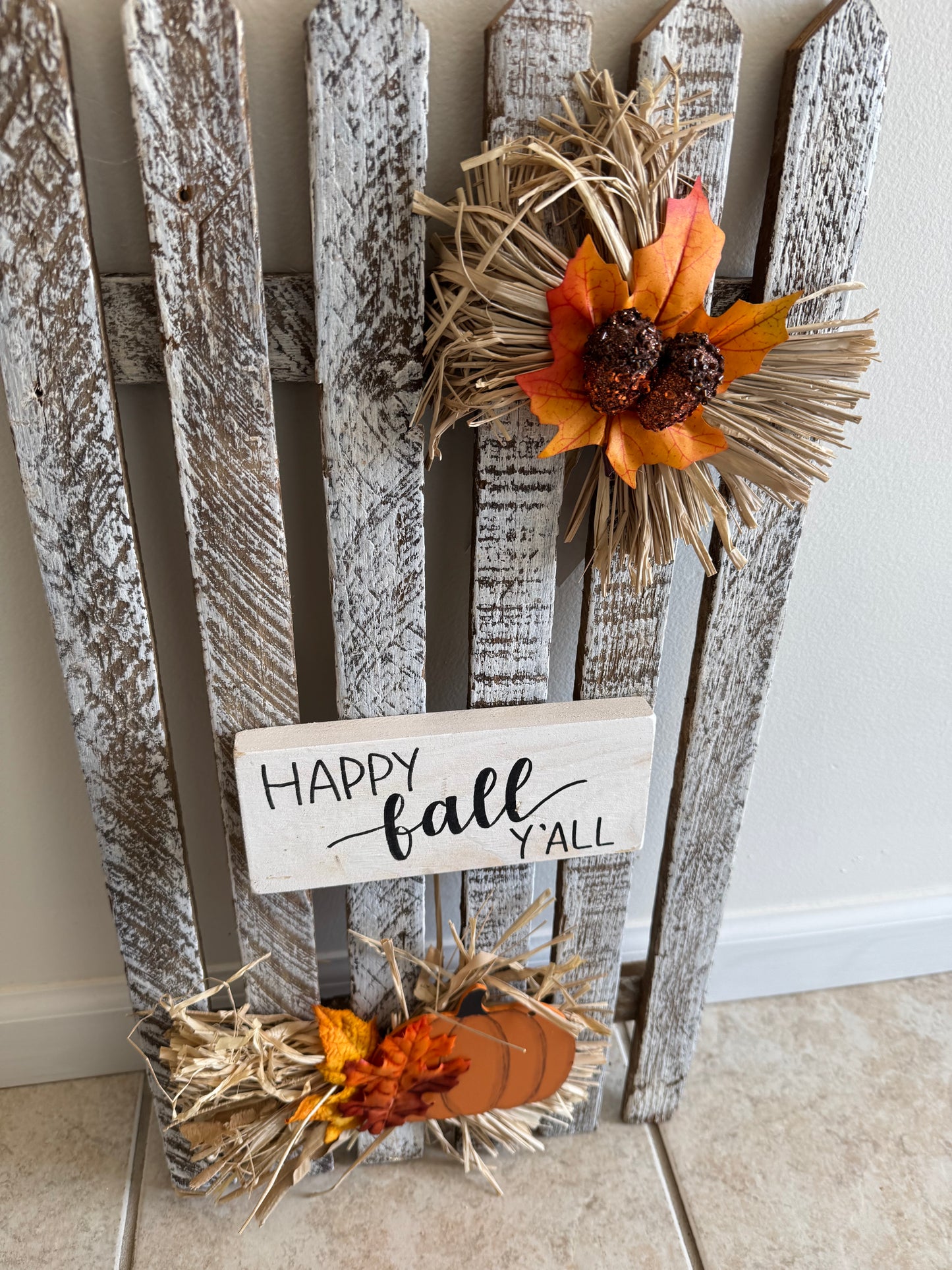 Amish made fall/autumn Wooden Fence Sign | Rustic Farmhouse Decor | Holiday Home Accent