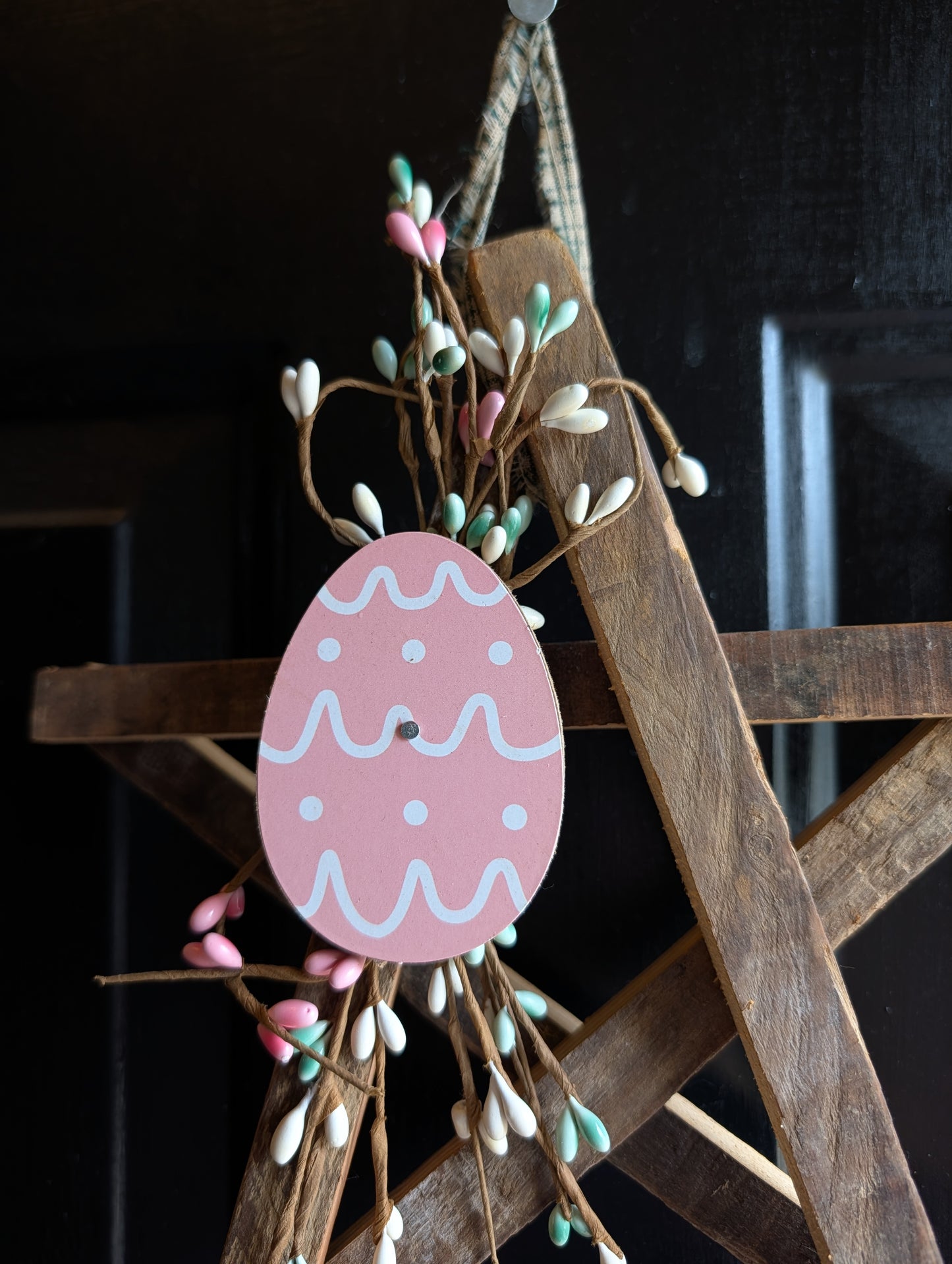 Rustic Wooden Star Door Hanger, Spring & Easter Farmhouse Decor