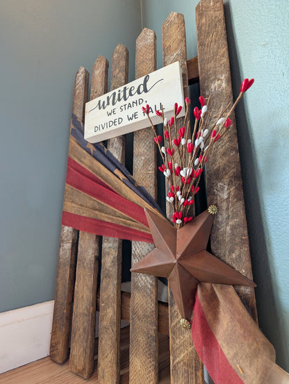 Amish made Patriotic Wooden Fence Sign | Rustic Farmhouse Decor | Summer Home Accent