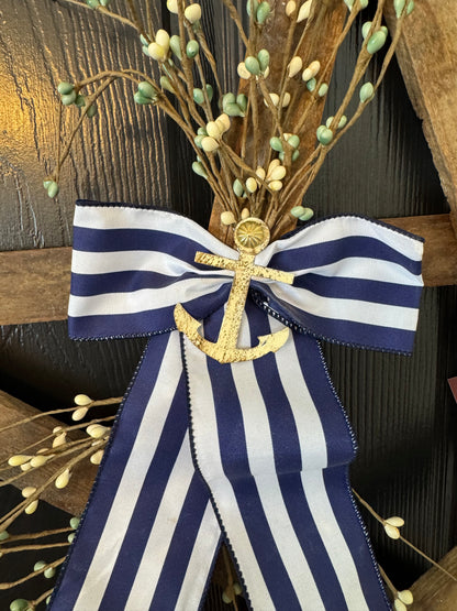 Rustic Wooden Star w/ Anchor & bow – Whitewashed or Plain, Amish Made Nautical summer Wall Hanging, Farmhouse Decoration