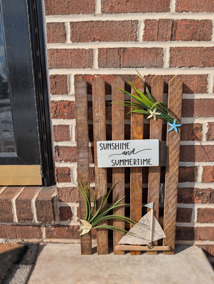 Amish made "Sunshine and Summertime" Wooden Fence Sign | Rustic Farmhouse Decor | Home Accent