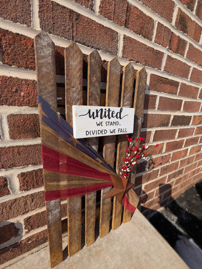 Amish made Patriotic Wooden Fence Sign | Rustic Farmhouse Decor | Summer Home Accent