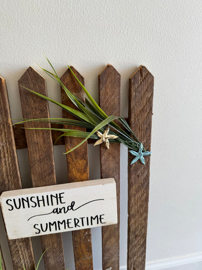 Amish made "Sunshine and Summertime" Wooden Fence Sign | Rustic Farmhouse Decor | Home Accent