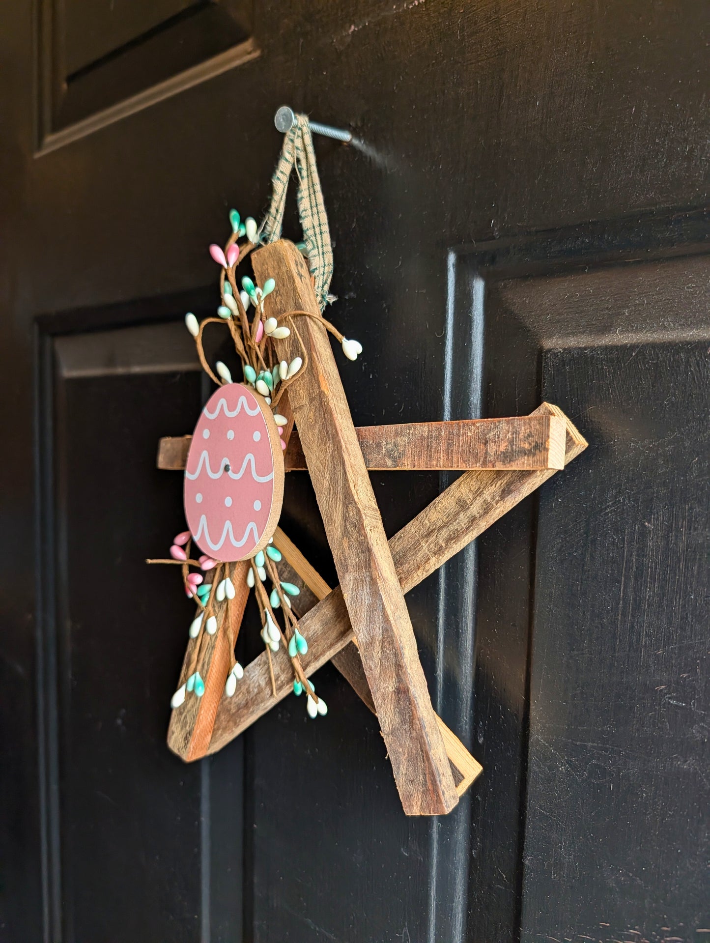 Rustic Wooden Star Door Hanger, Spring & Easter Farmhouse Decor