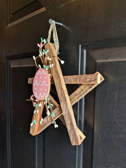 Rustic Wooden Star Door Hanger, Spring & Easter Farmhouse Decor