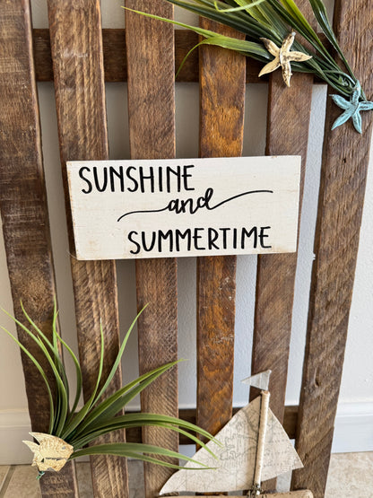 Amish made "Sunshine and Summertime" Wooden Fence Sign | Rustic Farmhouse Decor | Home Accent