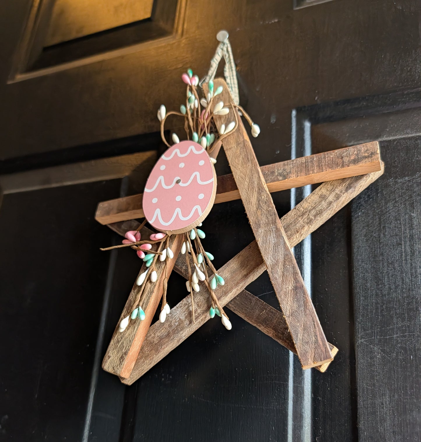 Rustic Wooden Star Door Hanger, Spring & Easter Farmhouse Decor