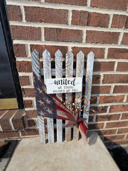 Amish made Patriotic Wooden Fence Sign | Rustic Farmhouse Decor | Summer Home Accent