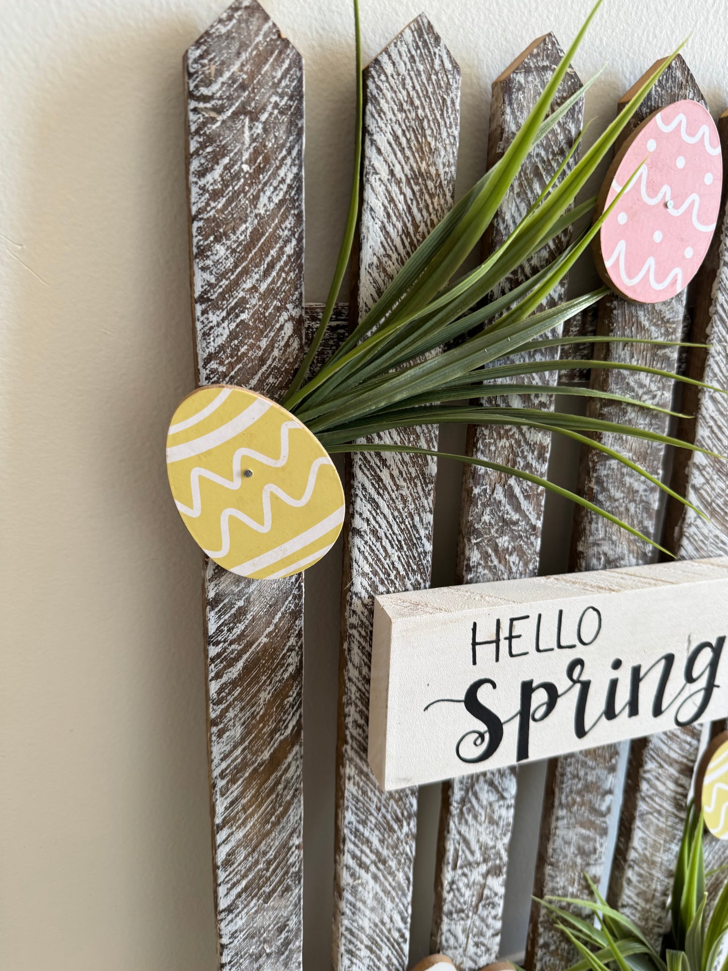 Amish made "Hello Spring" Wooden Fence Sign | Rustic Farmhouse Decor | Home Accent