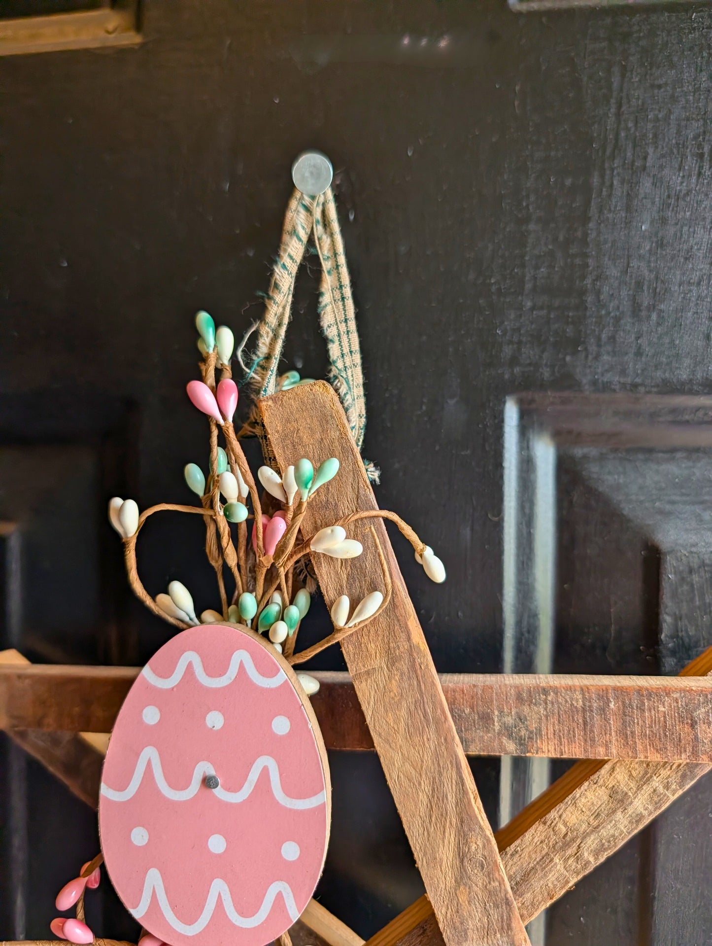 Rustic Wooden Star Door Hanger, Spring & Easter Farmhouse Decor