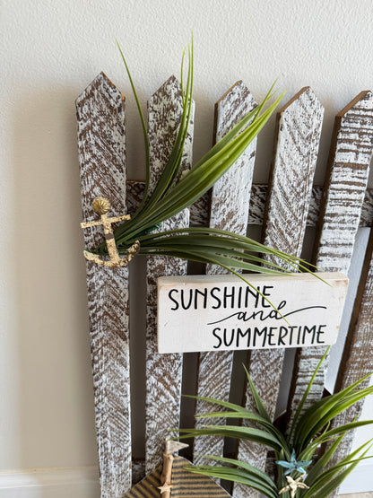 Amish made "Sunshine and Summertime" Wooden Fence Sign | Rustic Farmhouse Decor | Home Accent