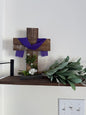 Amish Made Wooden Cross Decor | Wood Lathe Cross with Base | Rustic Farmhouse Christian Home Decor | Small or Large | White or Natural Wood