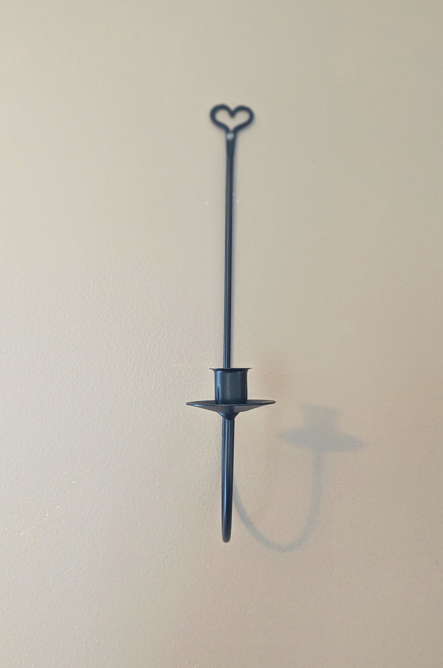 Heart themed wall sconce - taper candle - wrought iron - amish made